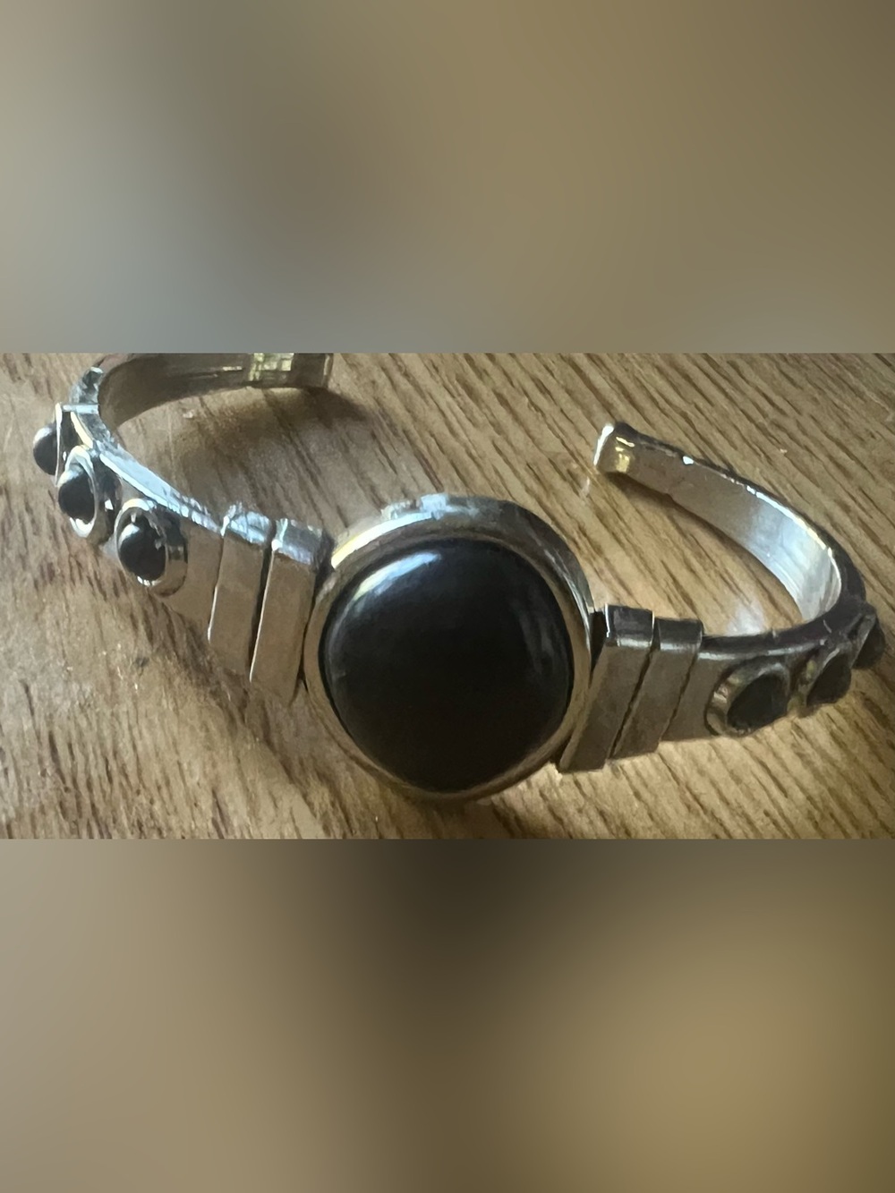 Black Stone Cuff Bracelet